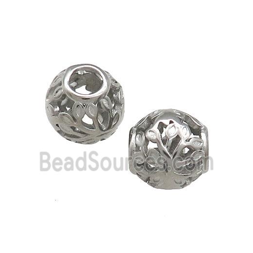 Raw Titanium Steel Round Beads Large Hole Hollow