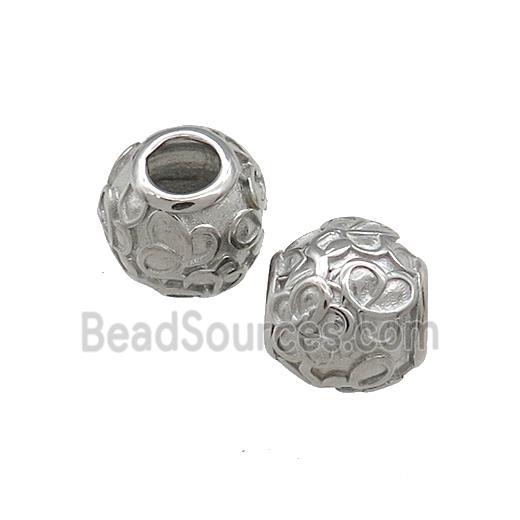 Raw Titanium Steel Round Beads Large Hole