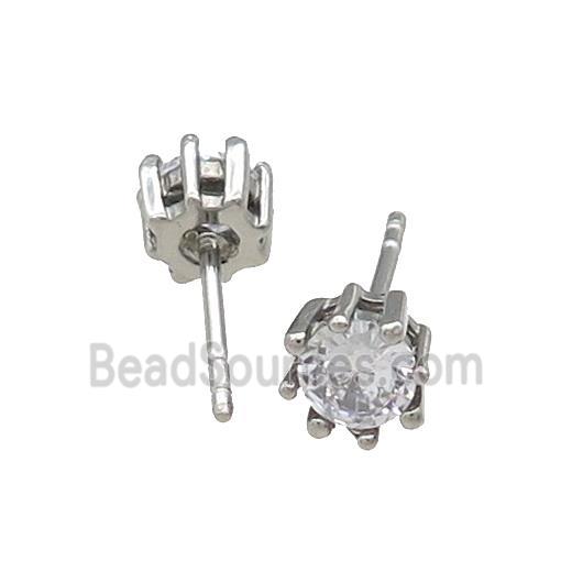 Raw Stainless Steel Stud Earring Pave Rhinestone