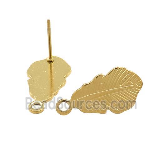 Leaf Stud Earrings Stainless Steel Gold Plated