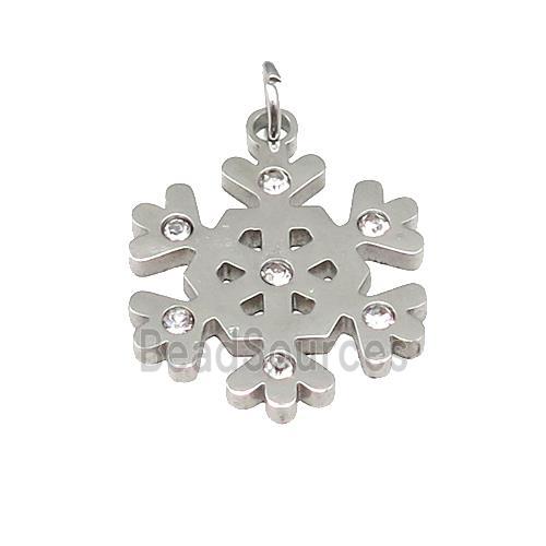 Christmas Snowflake Charms Row Stainless Steel Pendant Pave Rhinestone