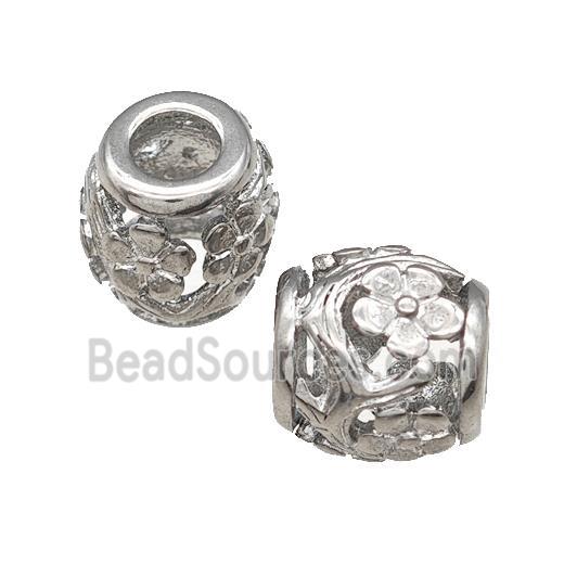 Raw Titanium Steel Barrel Beads Large Hole Flower Hollow