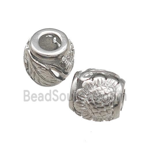 Raw Titanium Steel Barrel Beads Large Hole Sunflower Hollow