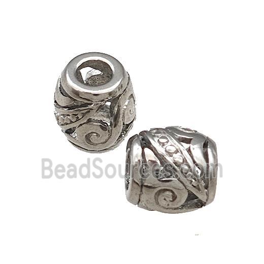 Raw Titanium Steel Barrel Beads Large Hole Hollow