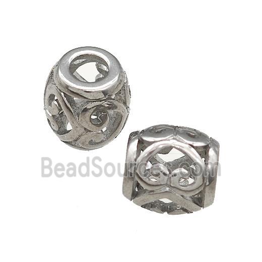 Raw Titanium Steel Barrel Beads Large Hole Hollow