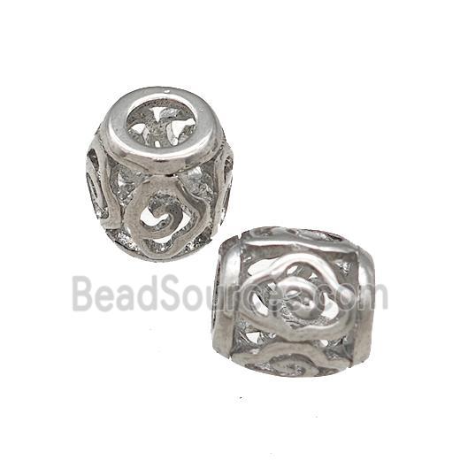 Raw Titanium Steel Barrel Beads Large Hole Hollow