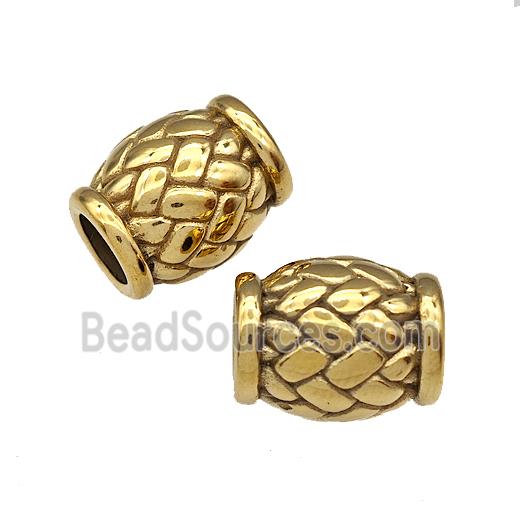 Stainless Steel Barrel Beads Large Hole Gold Plated