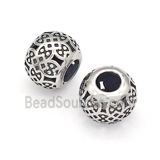 316 Stainless Steel Round Beads Hollow Large Hole Antique silver