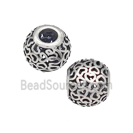 316 Stainless Steel Round Beads Hollow Large Hole Antique silver