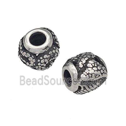 316 Stainless Steel Barrel Beads Snake Hollow Large Hole Antique silver