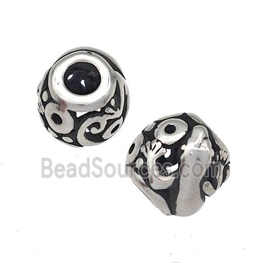 Stainless Steel Barrel Beads Cabrite Hollow Large Hole Antique Silver