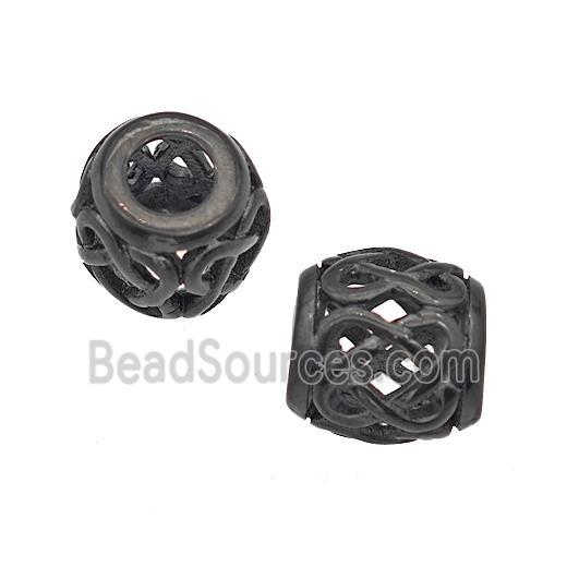 Stainless Steel Barrel Beads Large Hole Hollow Black Plated