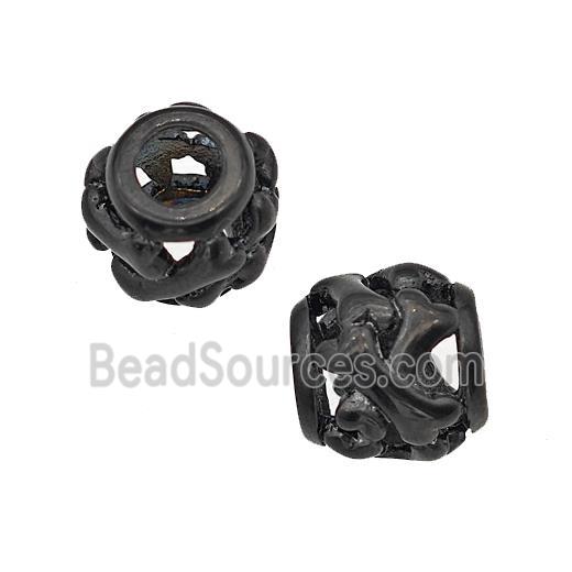 Stainless Steel Barrel Beads Dog-bone Large Hole Hollow Black Plated