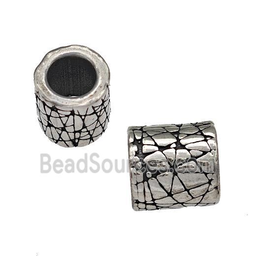 Stainless Steel Column Beads Large Hole Tube Antique Silver