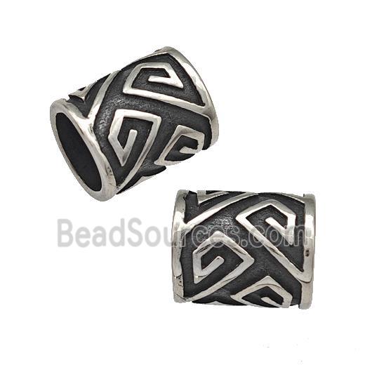 Stainless Steel Column Beads Large Hole TUbe Antique Silver