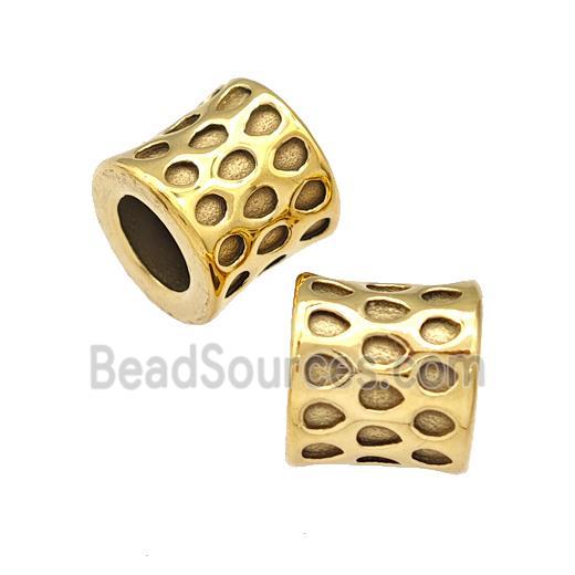 Stainless Steel Bamboo Beads Large Hole Gold Plated