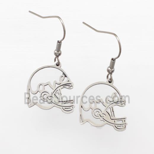 Raw Stainless Steel Hook Earrings Football Helmet Sport Love