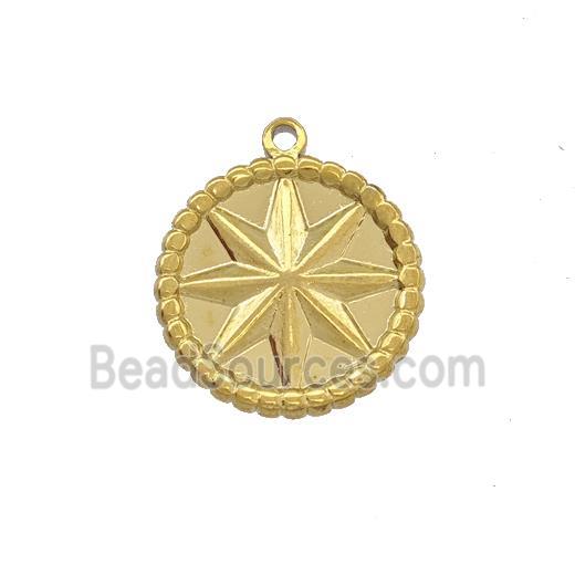 Stainless Steel Compass Pendant Gold Plated