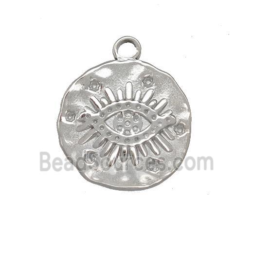 Raw Stainless Steel Eye Charms Pendant Circle