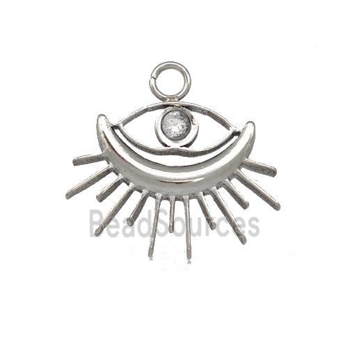 Raw Stainless Steel Eye Pendant Pave Rhinestone