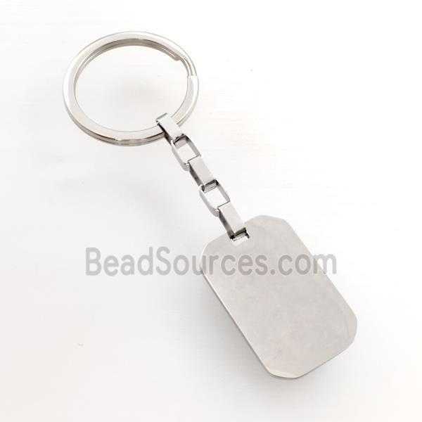 Raw Stainless Steel Key Chain Rectangle Pendant