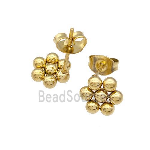 Stainless Steel Flower Stud Earrings Gold Plated