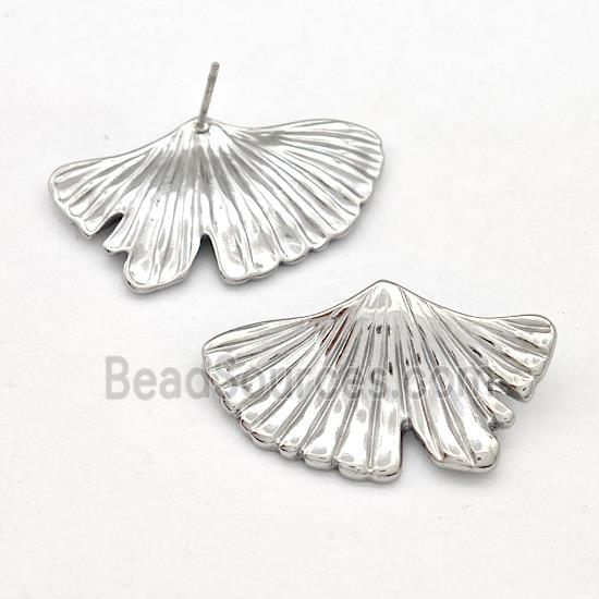 Raw Stainless Steel Stud Earring Leaf