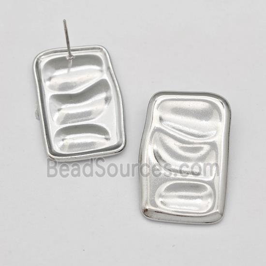 Raw Stainless Steel Stud Earring Rectangle