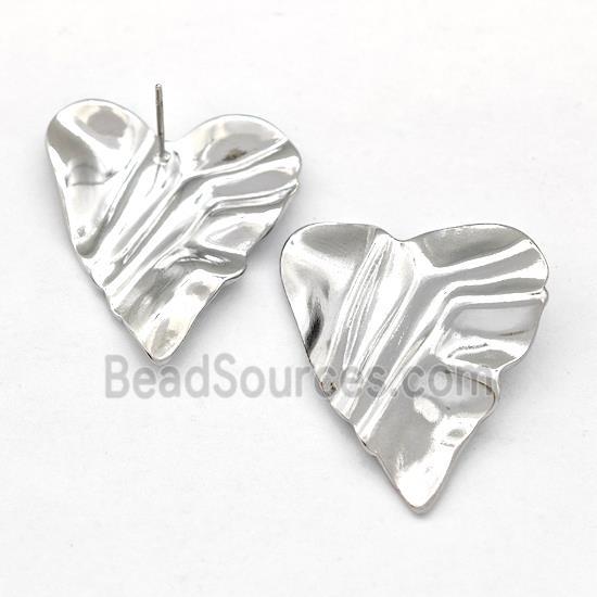 Raw Stainless Steel Heart Stud Earring