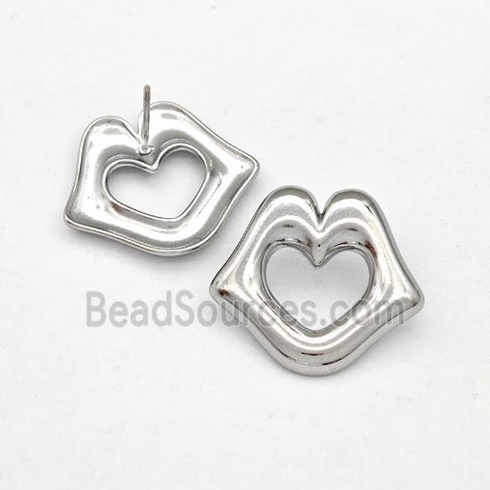 Raw Stainless Steel Stud Earring Lips