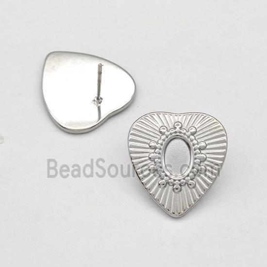 Raw Stainless Steel Stud Earring Heart