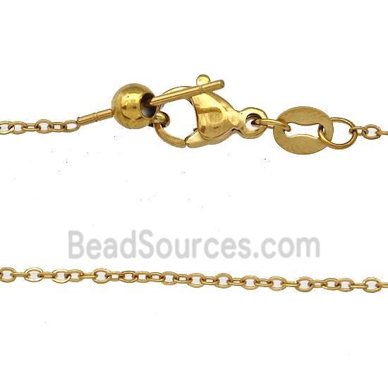 Stainless Steel Necklace Rolo Chain Gold Plated