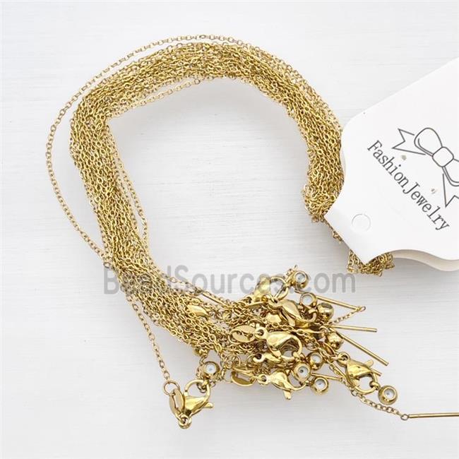 Stainless Steel Necklace Rolo Chain Gold Plated