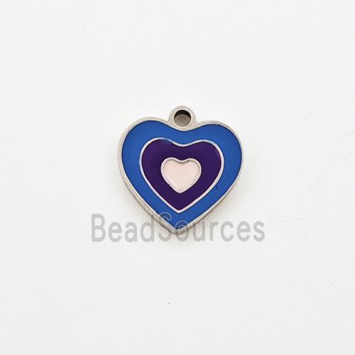 Raw Stainless Steel Heart Pendant Enamel