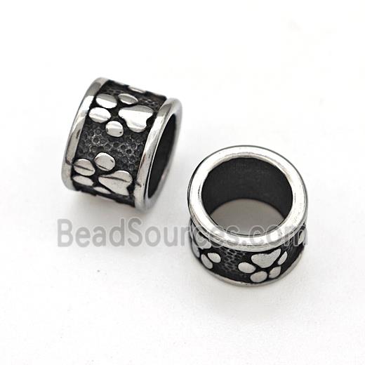 Stainless Steel Column Beads Large Hole Antique Silver