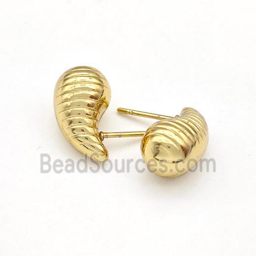 304 Stainless Steel Stud Earring Teardrop Hollow Gold Plated