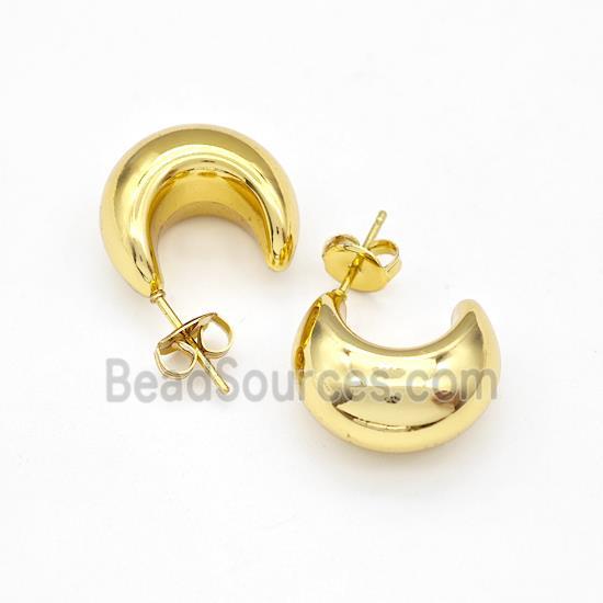 304 Stainless Steel Stud Earring Hollow Banana Gold Plated