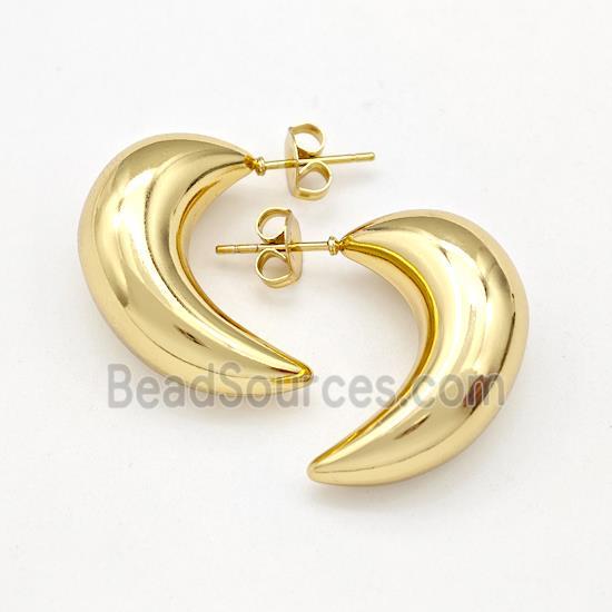 304 Stainless Steel Stud Earring Hollow Banana Gold Plated