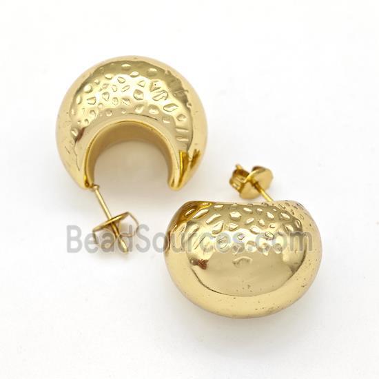 304 Stainless Steel Stud Earring Hollow Gold Plated