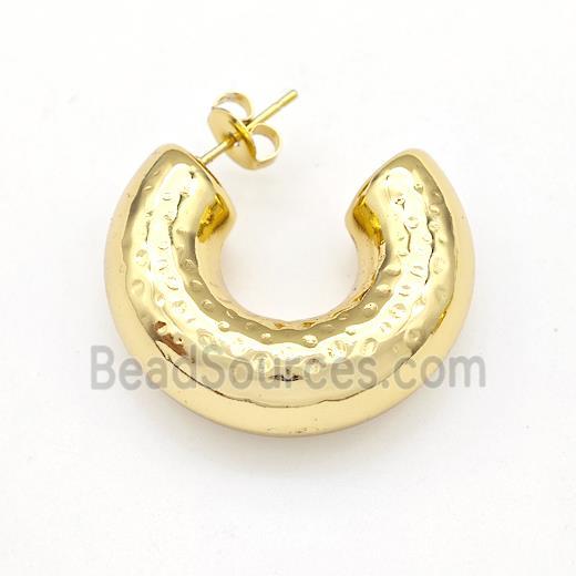 304 Stainless Steel Stud Earring Hollow Gold Plated