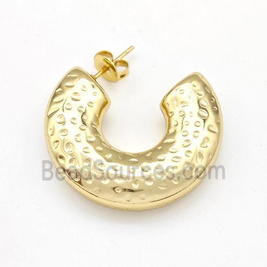 304 Stainless Steel Stud Earring Hollow Gold Plated