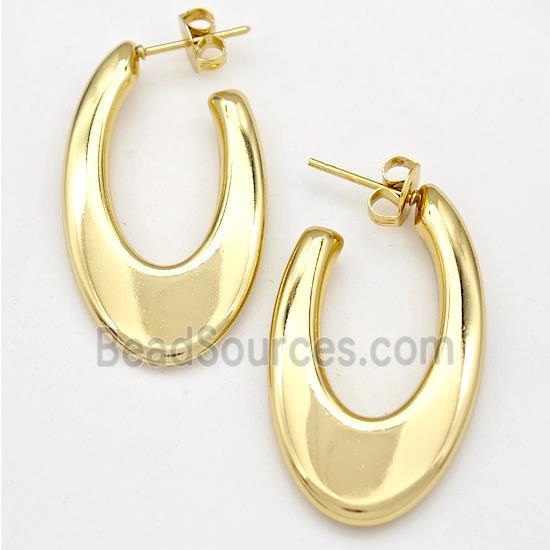 304 Stainless Steel Stud Earring Hollow Gold Plated