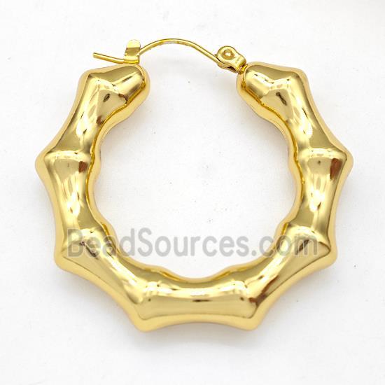 304 Stainless Steel Earring Hollow Bamboo Gold Plated