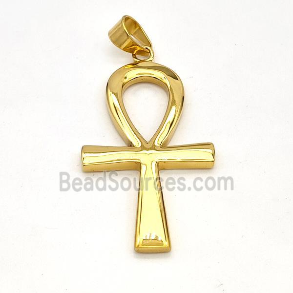 Stainless Steel Ankh Cross Pendant Gold Plated