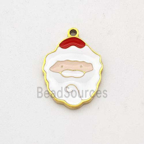 Santa Claus Charms 304 Stainless Steel Pendant Enamel Gold Plated