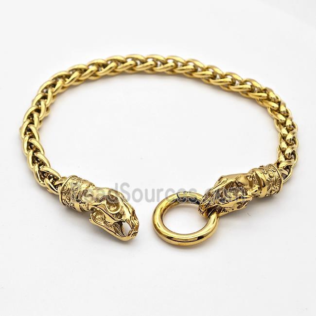 304 Stainless Steel Bracelet Skull Gold Plated