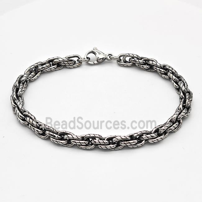 304 Stainless Steel Bracelet Antique Silver