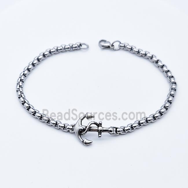 304 Stainless Steel Anchor Bracelet Antique Silver