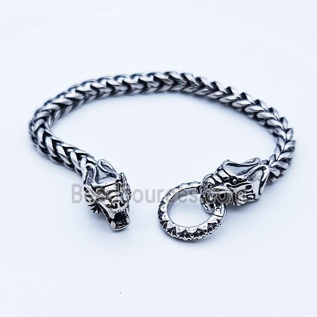 304 Stainless Steel Bracelet Loong Antique Silver