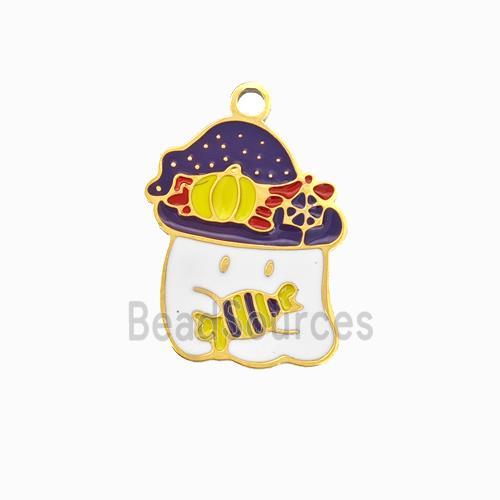 Halloween Warlock Charms 304 Stainless Pendant Multicolor Enamel Gold Plated